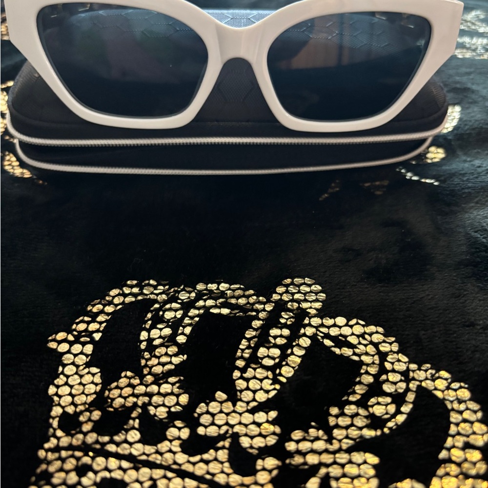 White Cat-Eye Sunglasses with Black Lenses